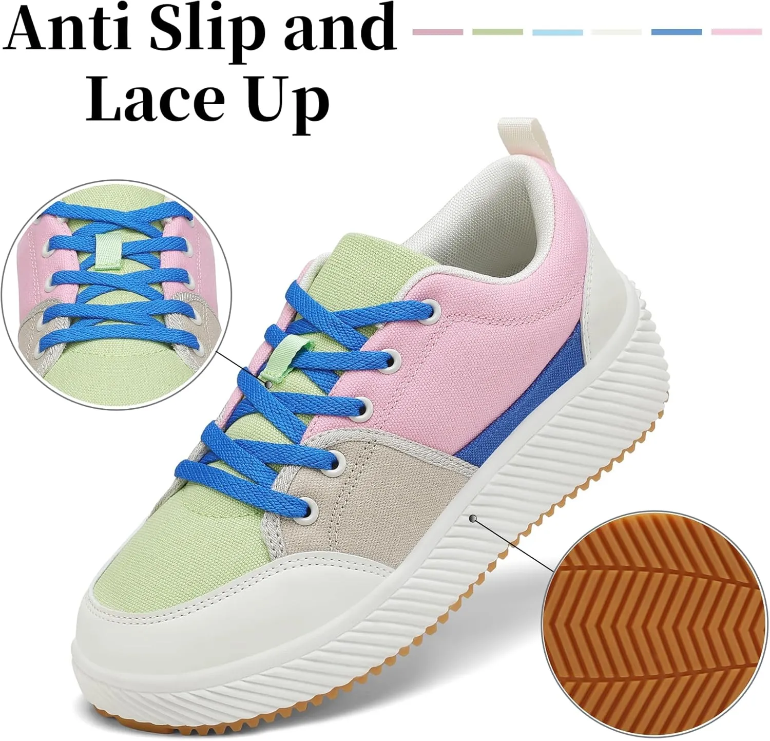 VZQ Platform Sneakers for Women,Comfortable Low Top Braided Womens Chunky Sneakers Casual Classic Tennis Shoes for Walking