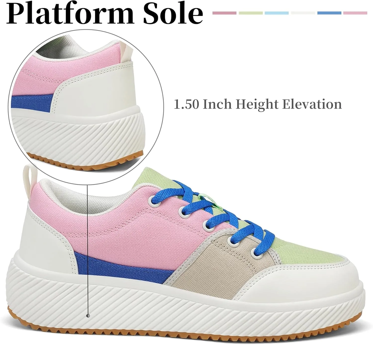 VZQ Platform Sneakers for Women,Comfortable Low Top Braided Womens Chunky Sneakers Casual Classic Tennis Shoes for Walking