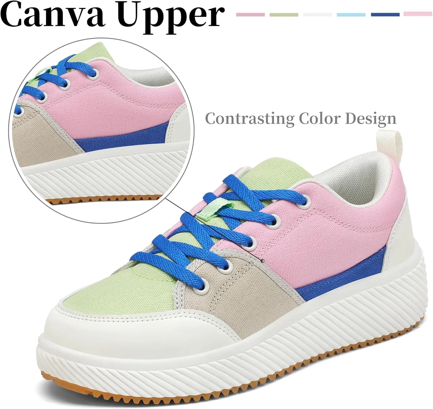VZQ Platform Sneakers for Women,Comfortable Low Top Braided Womens Chunky Sneakers Casual Classic Tennis Shoes for Walking