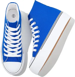 Waluzs Platform Sneakers for Women Womens Fashion High Top Sneakers Women's Canvas Platform Shoes Casual Lace Up Tennis Shoes