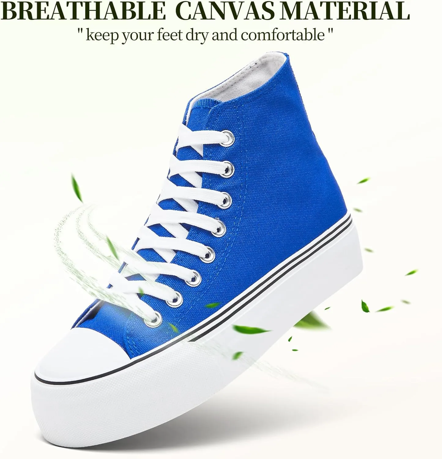 Waluzs Platform Sneakers for Women Womens Fashion High Top Sneakers Women's Canvas Platform Shoes Casual Lace Up Tennis Shoes