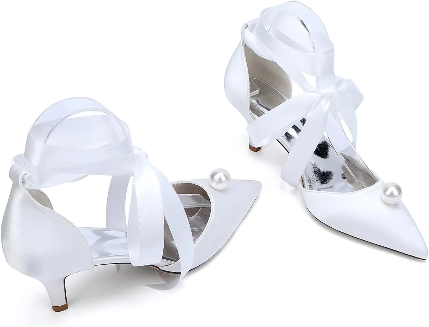 Wedding Bridal Shoes Women Heels Pumps Pointed Toe Sexy Wedding Dress Low Heels Shoes Prom Party Dress Pumps 6Cm