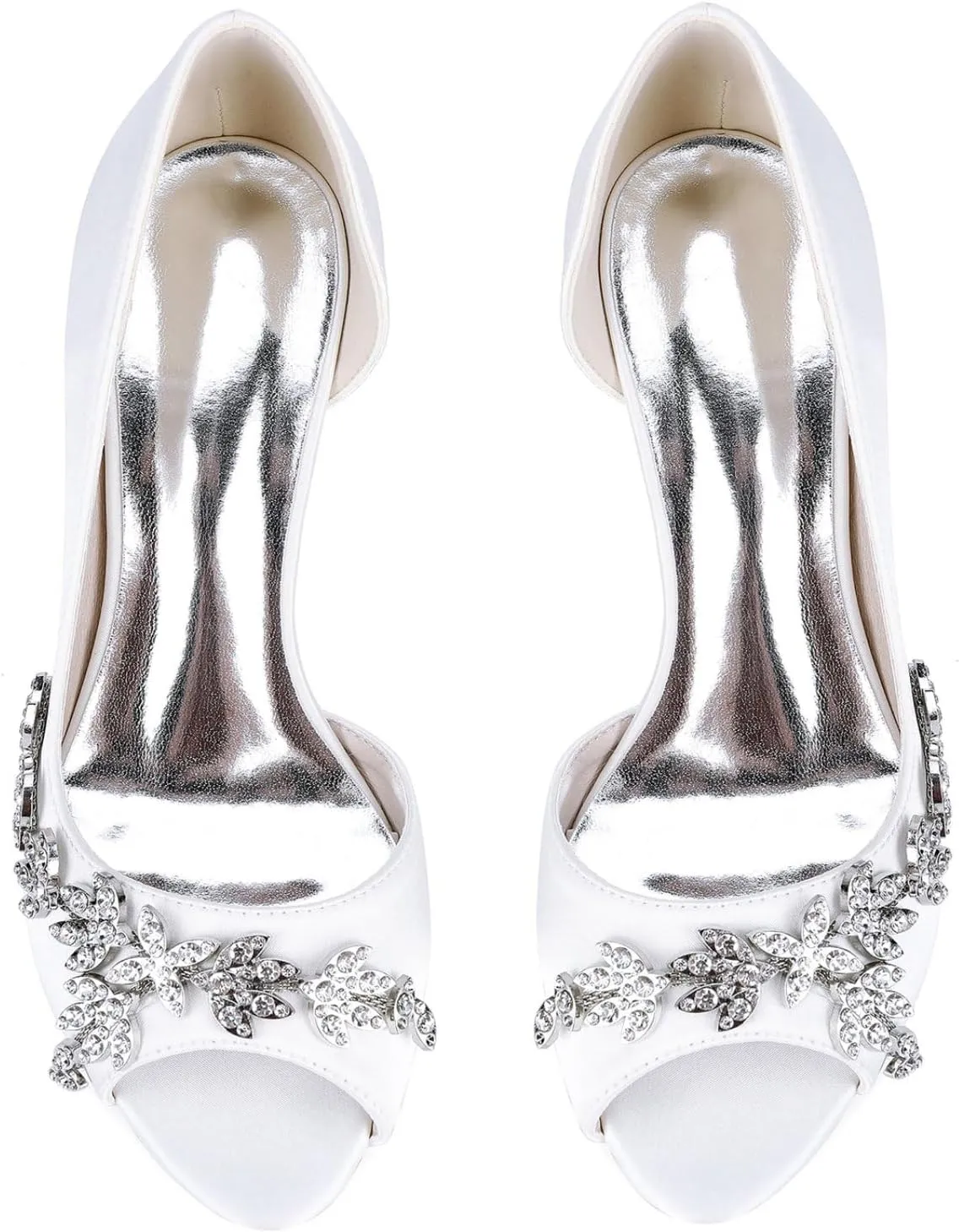 Wedding Bridal Shoes Women's Satin Dress Bridal Slip-On Low Heel High Heels Wedding Fish Mouth Mid Heel Sandals 6.5Cm