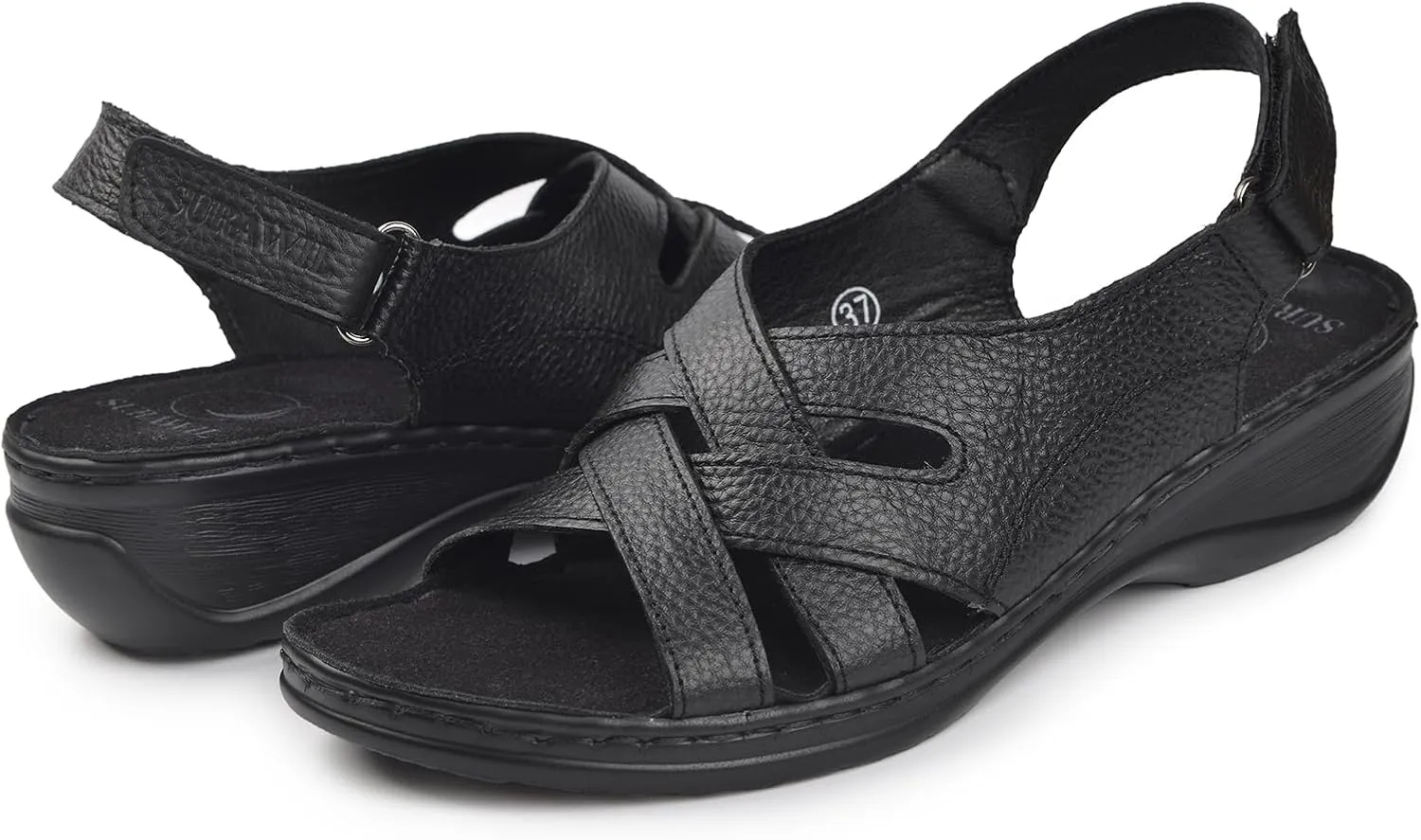 Wedge Sandals for Women Open Toe Sandals with Low Wedges Summer Casual Sandals - Womens Genuine Leather sandals WS01US