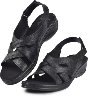 Wedge Sandals for Women Open Toe Sandals with Low Wedges Summer Casual Sandals - Womens Genuine Leather sandals WS01US