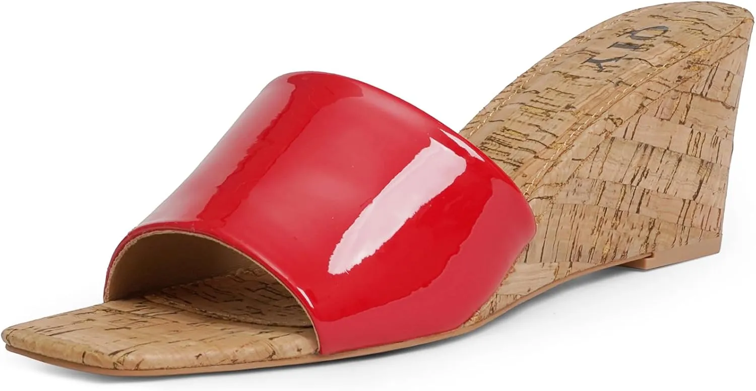 Wedge Sandals for Women Open Toe Wedge Heels for Women Square Toe Wedge Mules