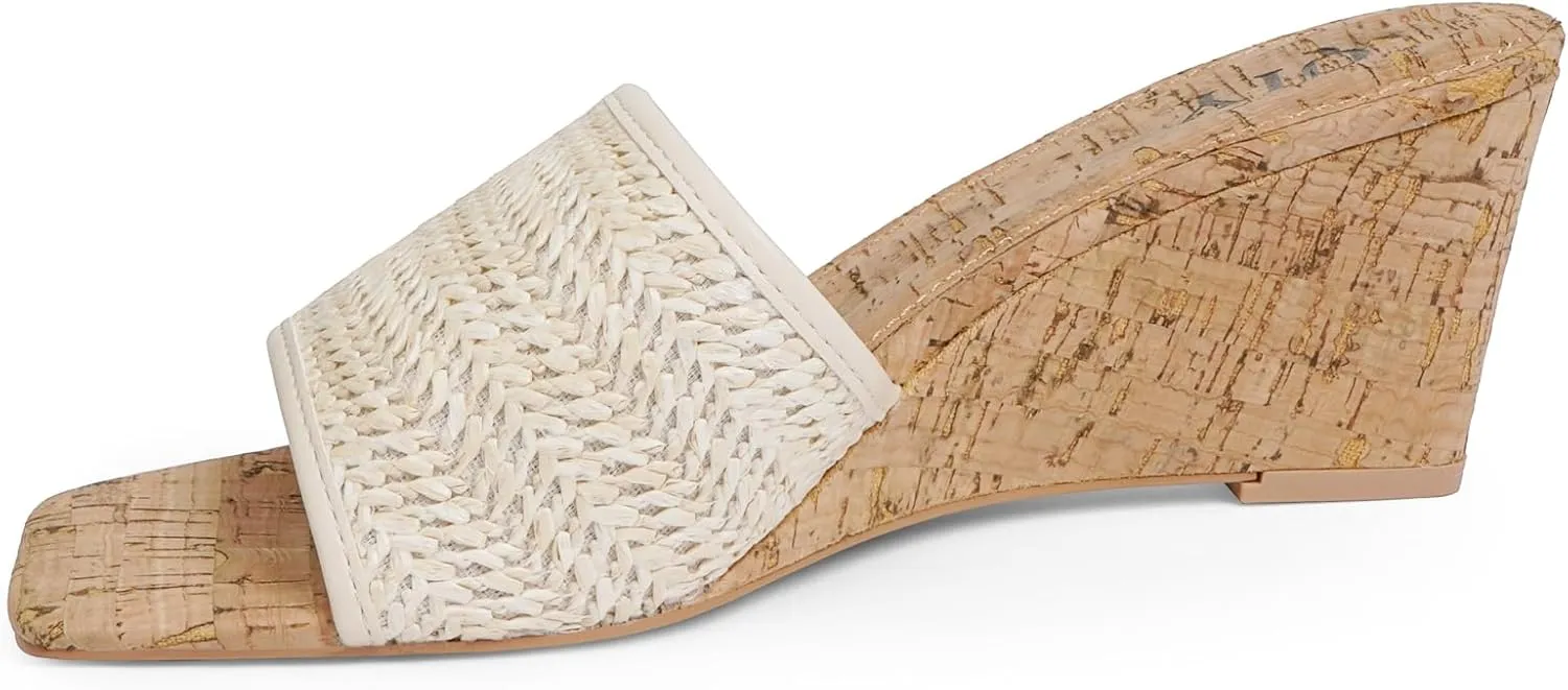 Wedge Sandals for Women Open Toe Wedge Heels for Women Square Toe Wedge Mules