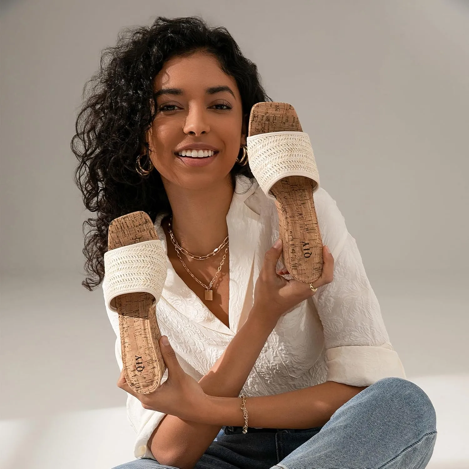 Wedge Sandals for Women Open Toe Wedge Heels for Women Square Toe Wedge Mules