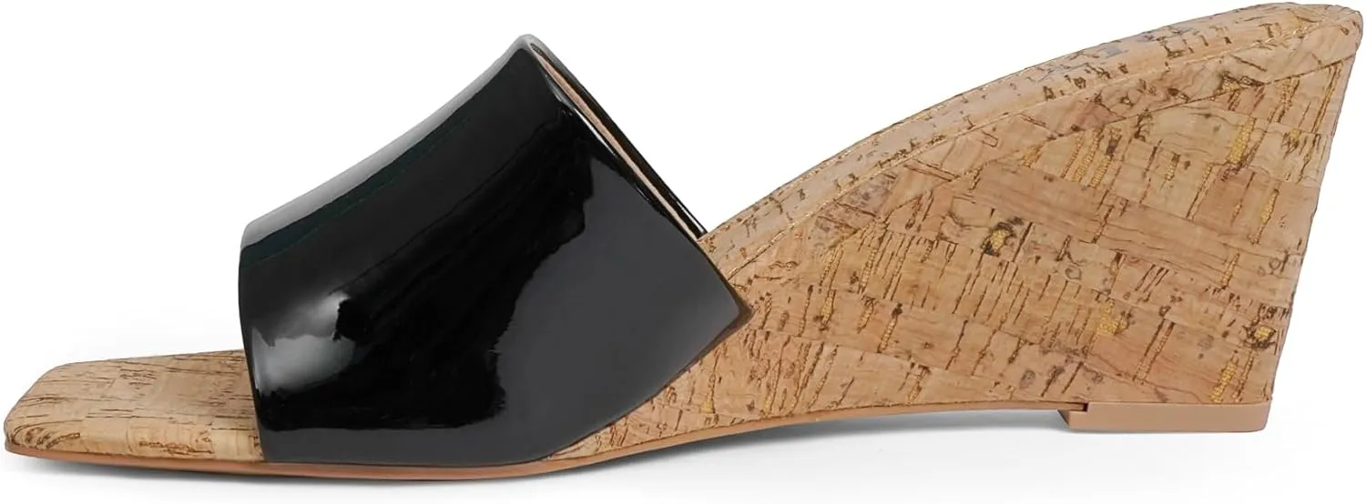 Wedge Sandals for Women Open Toe Wedge Heels for Women Square Toe Wedge Mules