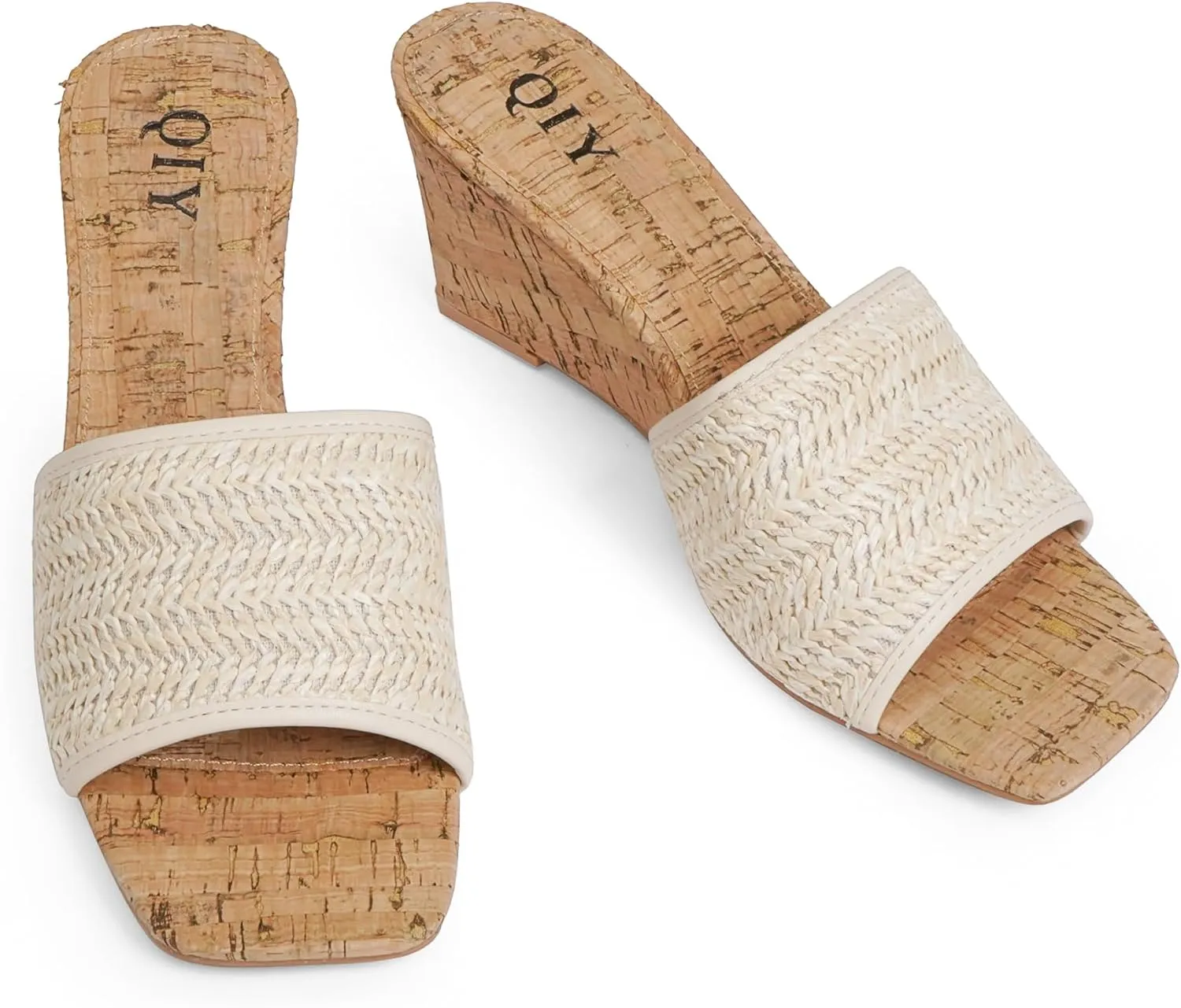 Wedge Sandals for Women Open Toe Wedge Heels for Women Square Toe Wedge Mules