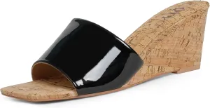 Wedge Sandals for Women Open Toe Wedge Heels for Women Square Toe Wedge Mules