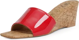 Wedge Sandals for Women Open Toe Wedge Heels for Women Square Toe Wedge Mules