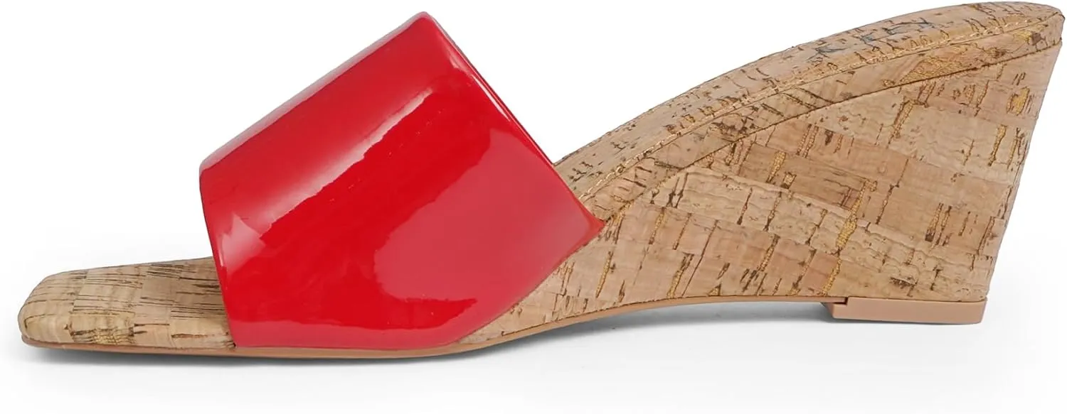 Wedge Sandals for Women Open Toe Wedge Heels for Women Square Toe Wedge Mules