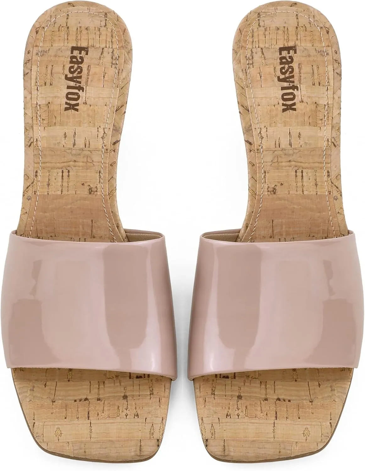 Wedge Sandals for Women Open Toe Wedge Heels Womens High Heel Sandal Square Toe Heeled Wedge Sandals Wood Grain Slip on Wedge Mules