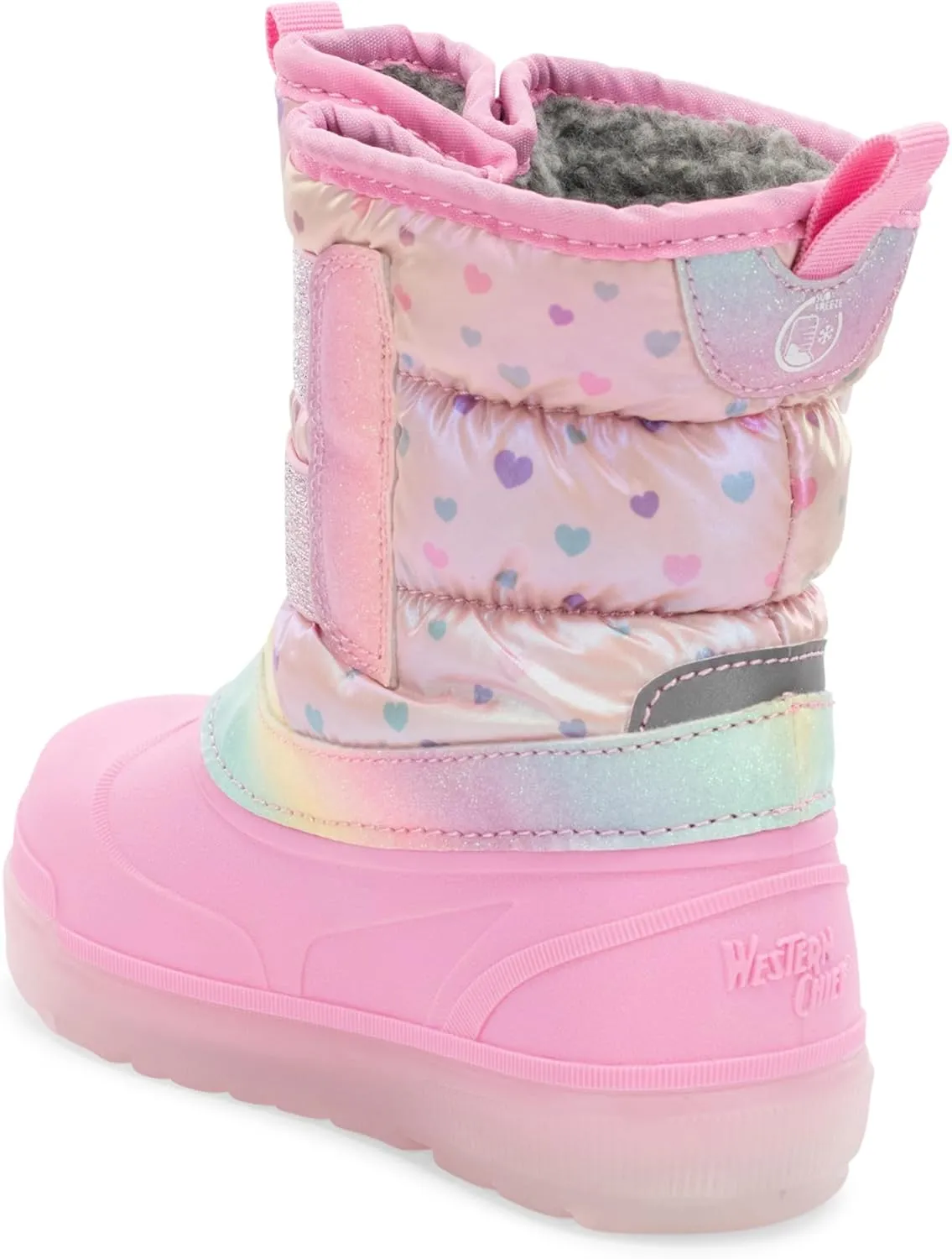 Western Chief Kids Denali Lighted Faux Fur Cold Weather Boots – Waterproof Snow Boots with Reflective Glitter, Warm and Cozy Winter Boots for Toddlers and Kids