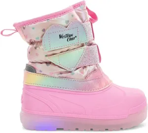 Western Chief Kids Denali Lighted Faux Fur Cold Weather Boots – Waterproof Snow Boots with Reflective Glitter, Warm and Cozy Winter Boots for Toddlers and Kids