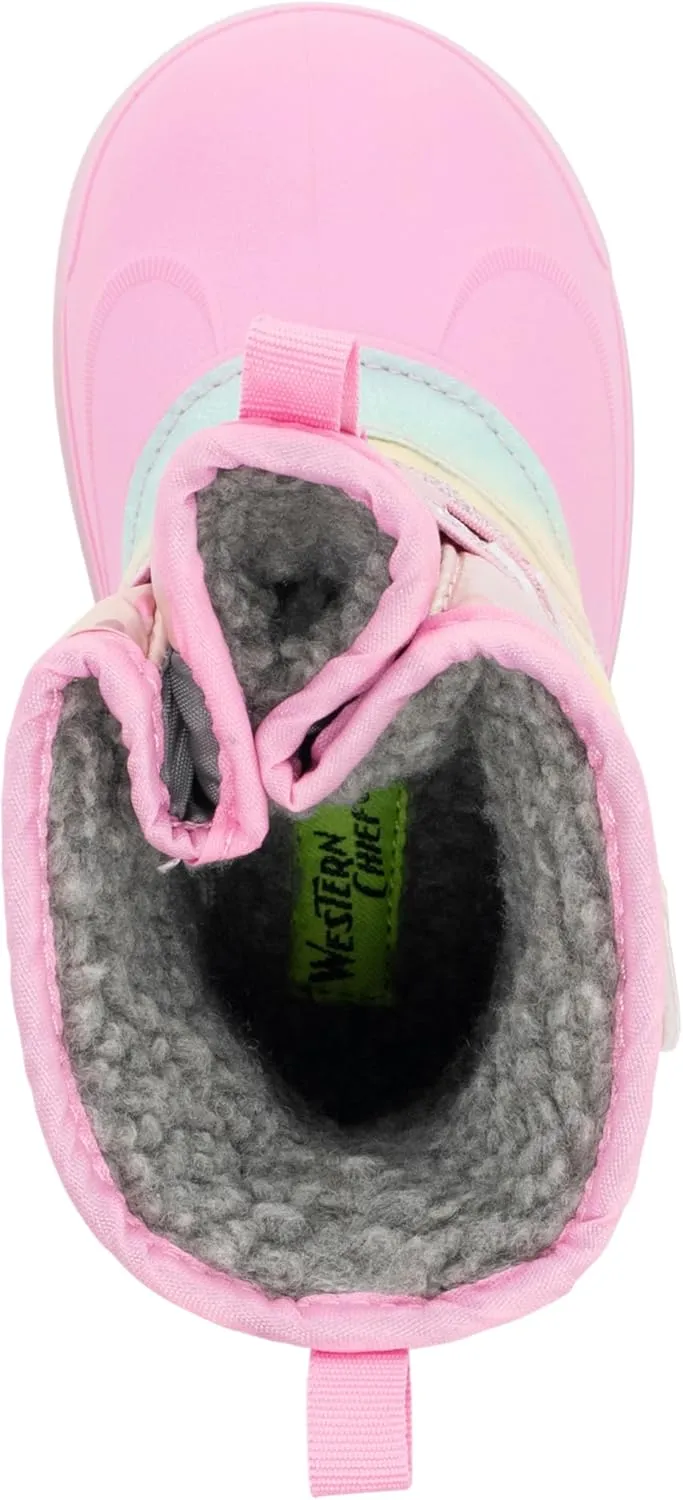 Western Chief Kids Denali Lighted Faux Fur Cold Weather Boots – Waterproof Snow Boots with Reflective Glitter, Warm and Cozy Winter Boots for Toddlers and Kids