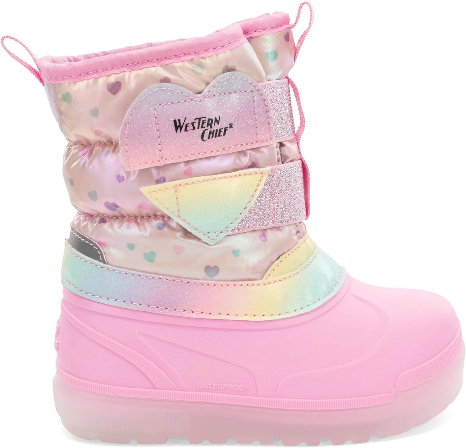 Western Chief Kids Denali Lighted Faux Fur Cold Weather Boots – Waterproof Snow Boots with Reflective Glitter, Warm and Cozy Winter Boots for Toddlers and Kids