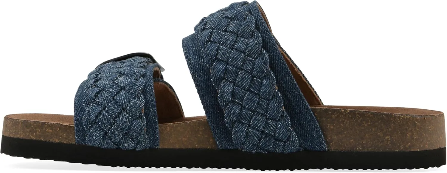 WHITE MOUNTAIN Women's Hey Hey Braided Double-Buckle Signature Comfort-Molded Footbed Sandal