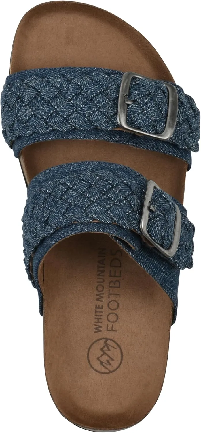 WHITE MOUNTAIN Women's Hey Hey Braided Double-Buckle Signature Comfort-Molded Footbed Sandal