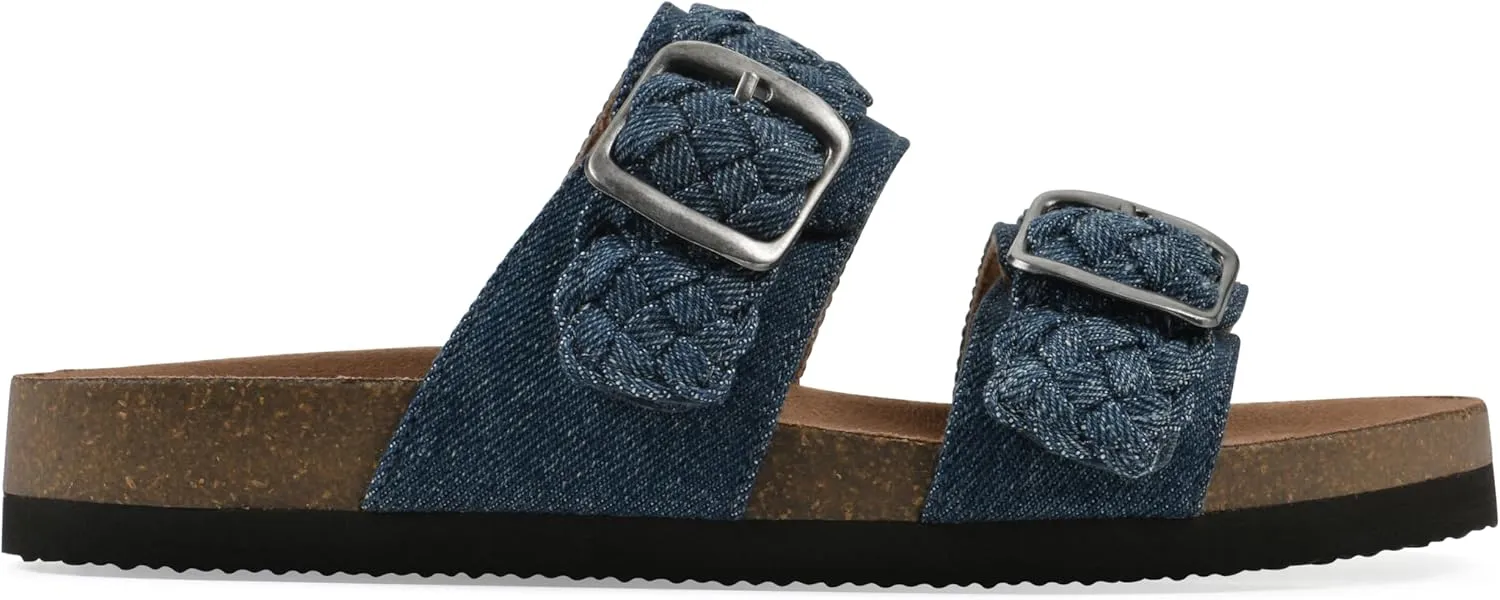 WHITE MOUNTAIN Women's Hey Hey Braided Double-Buckle Signature Comfort-Molded Footbed Sandal