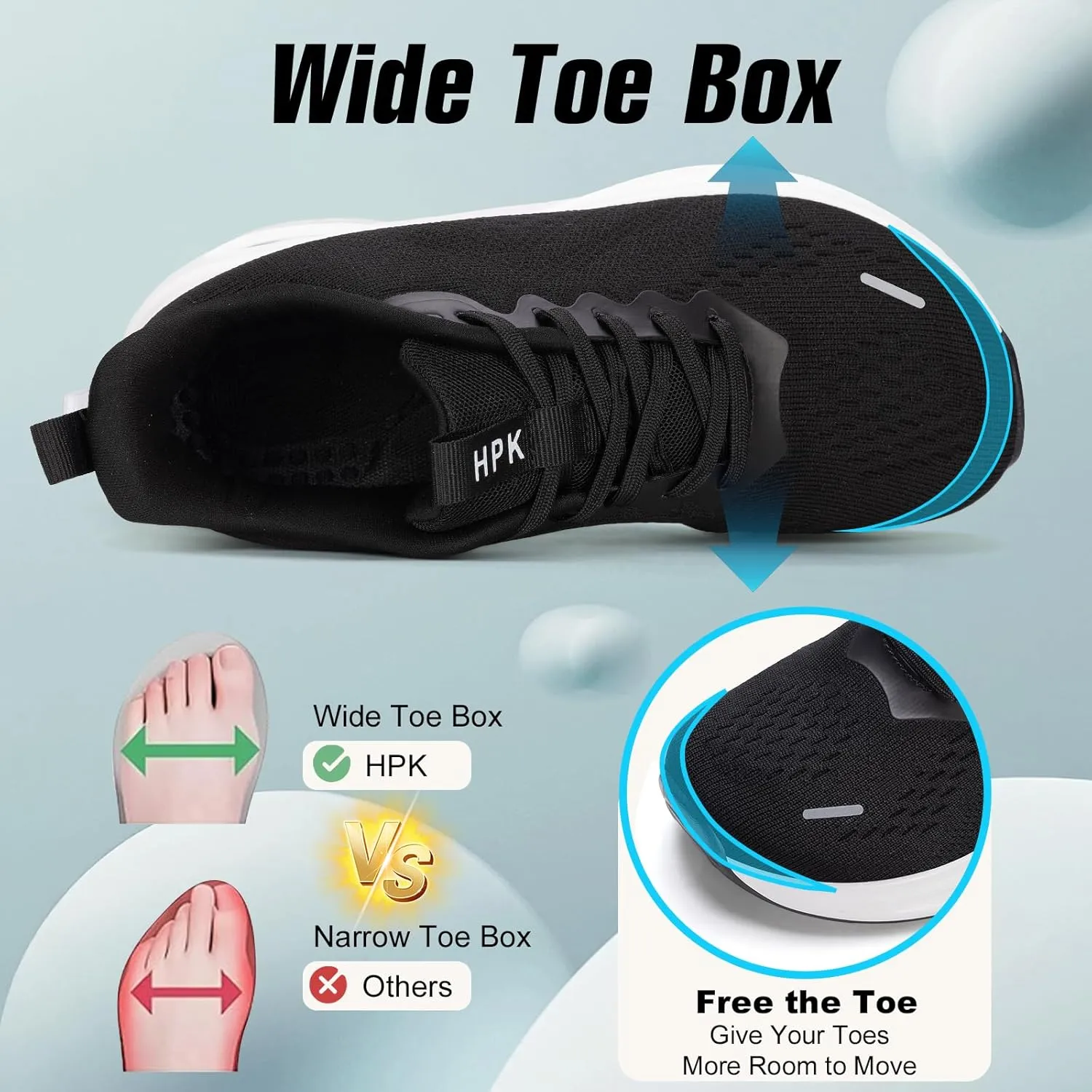 Wide Toe Box Shoes Women Air Cushion Running Shoes Extra Wide Width Sneakers Ultra Light Tennis Arch Support Walking Diabetic Plantar Fasciitis Athletic