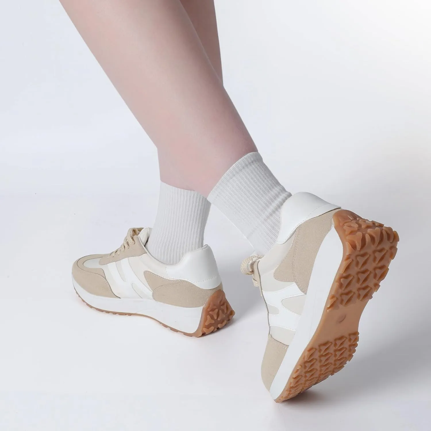 Wide Toe Box Shoes Women Wide Fashion Sneakers Comfortable Casual Walking Non-Slip Memory Foam Tennis Shoes Genuine Suede Sneakers