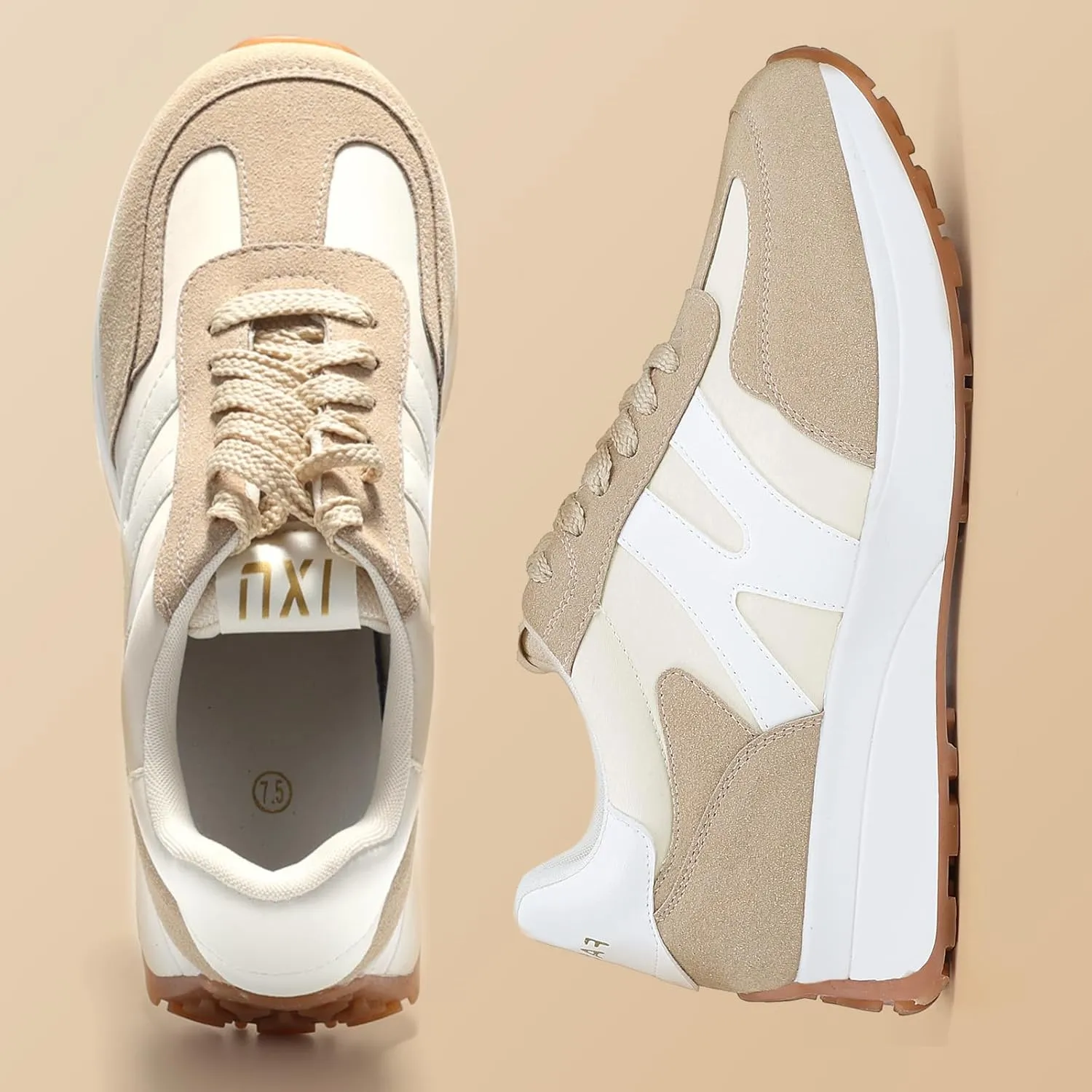 Wide Toe Box Shoes Women Wide Fashion Sneakers Comfortable Casual Walking Non-Slip Memory Foam Tennis Shoes Genuine Suede Sneakers
