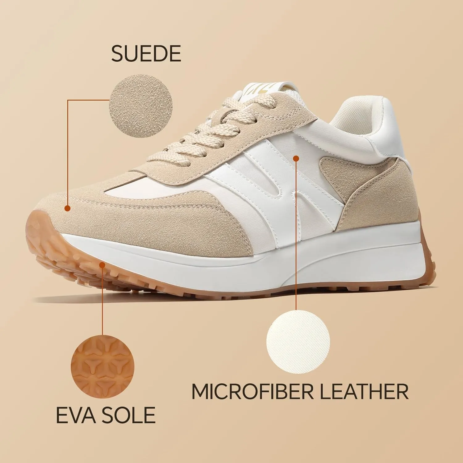 Wide Toe Box Shoes Women Wide Fashion Sneakers Comfortable Casual Walking Non-Slip Memory Foam Tennis Shoes Genuine Suede Sneakers