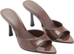Women Heeled Mules Pointed Peep Toe Stiletto High Heel Slip on Backless Summer Mules Slide Sandals Fashion Dress Shoes