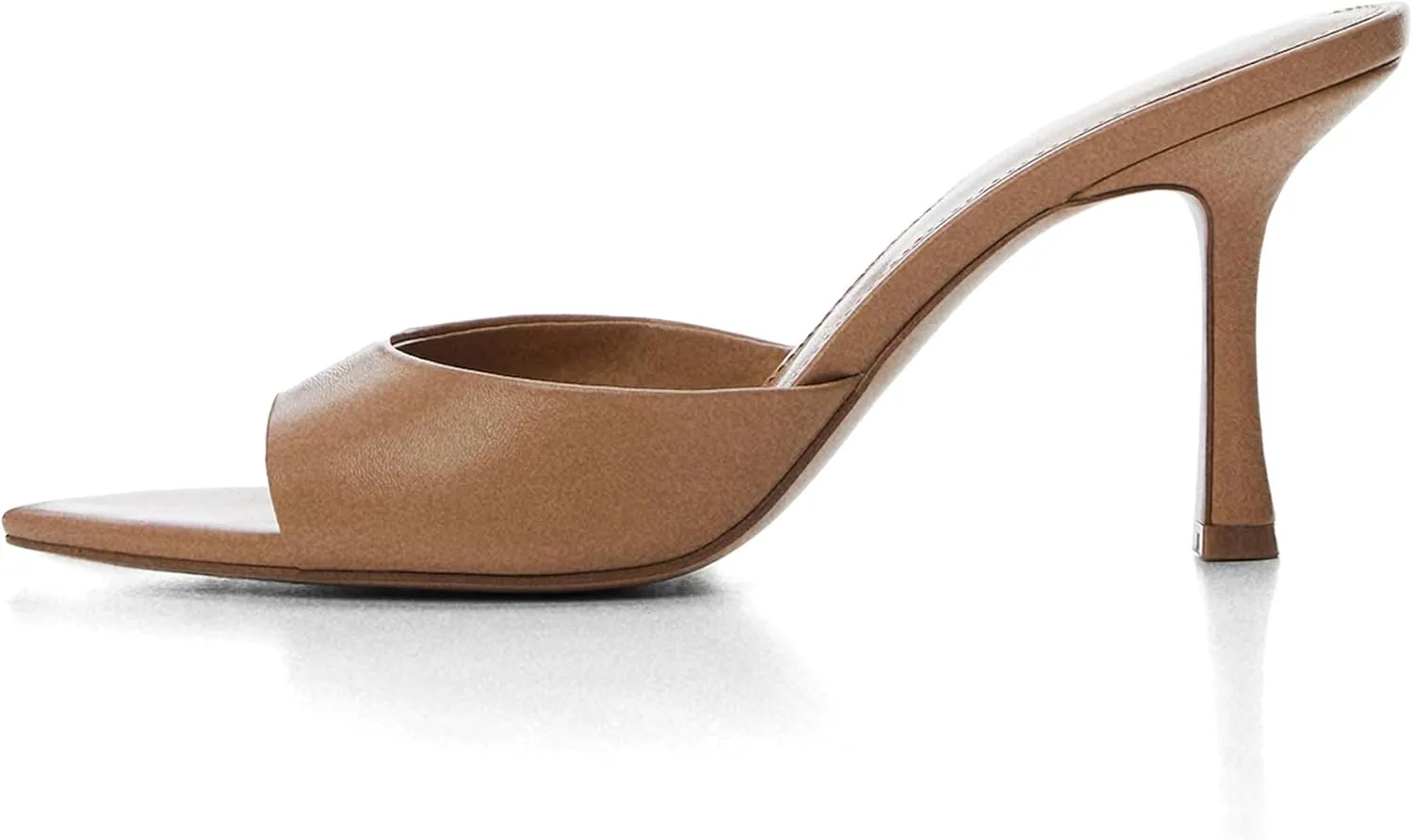 Women Heeled Mules Pointed Peep Toe Stiletto High Heel Slip on Backless Summer Mules Slide Sandals Fashion Dress Shoes
