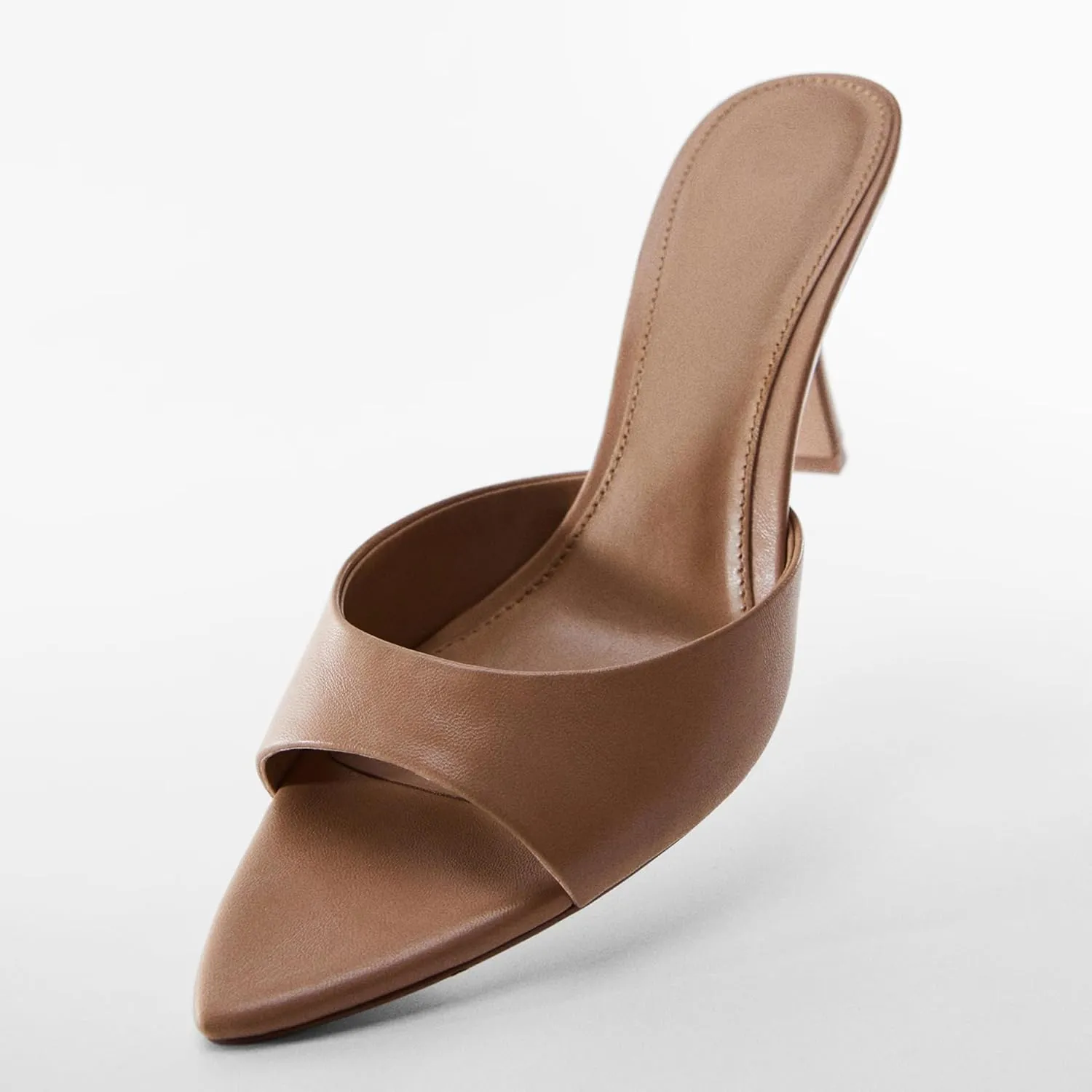 Women Heeled Mules Pointed Peep Toe Stiletto High Heel Slip on Backless Summer Mules Slide Sandals Fashion Dress Shoes
