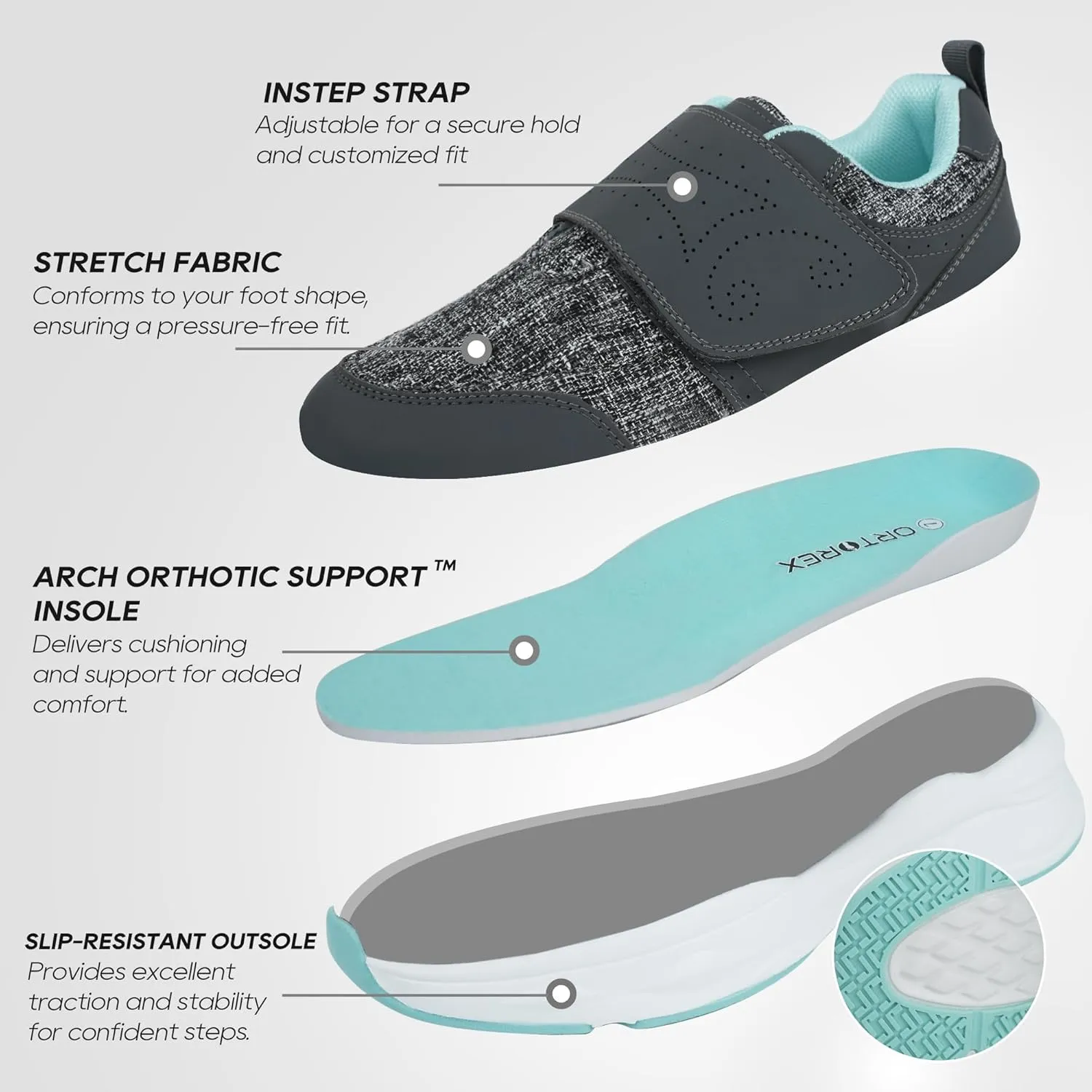 Women Orthopedic Diabetic Walking Sneakers Edema Shoes for Swollen Feet
