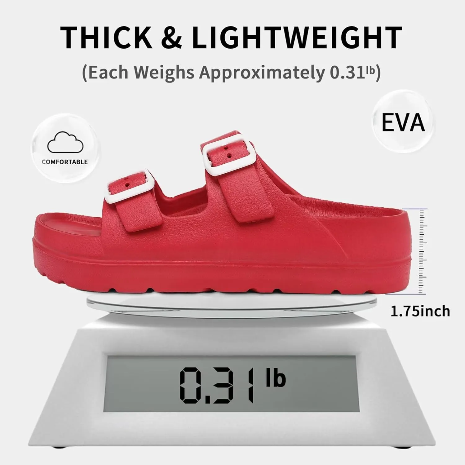 Women Platform Sandals with Arch Support, Adjustable Double Buckle Slide for Woman, Summer Vacation Sandal for Beach,Garden,Pool,Easy Street, Sandalias de Plataforma Para Mujer