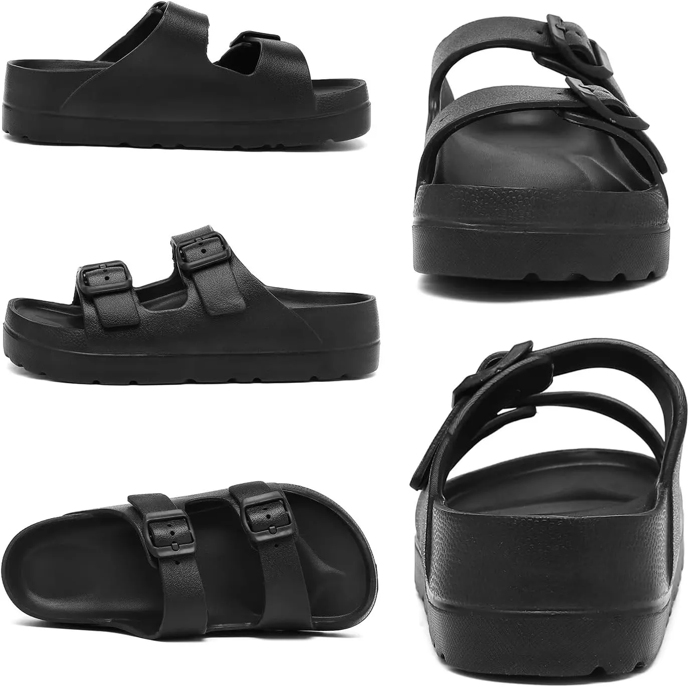 Women Platform Sandals with Arch Support, Adjustable Double Buckle Slide for Woman, Summer Vacation Sandal for Beach,Garden,Pool,Easy Street, Sandalias de Plataforma Para Mujer