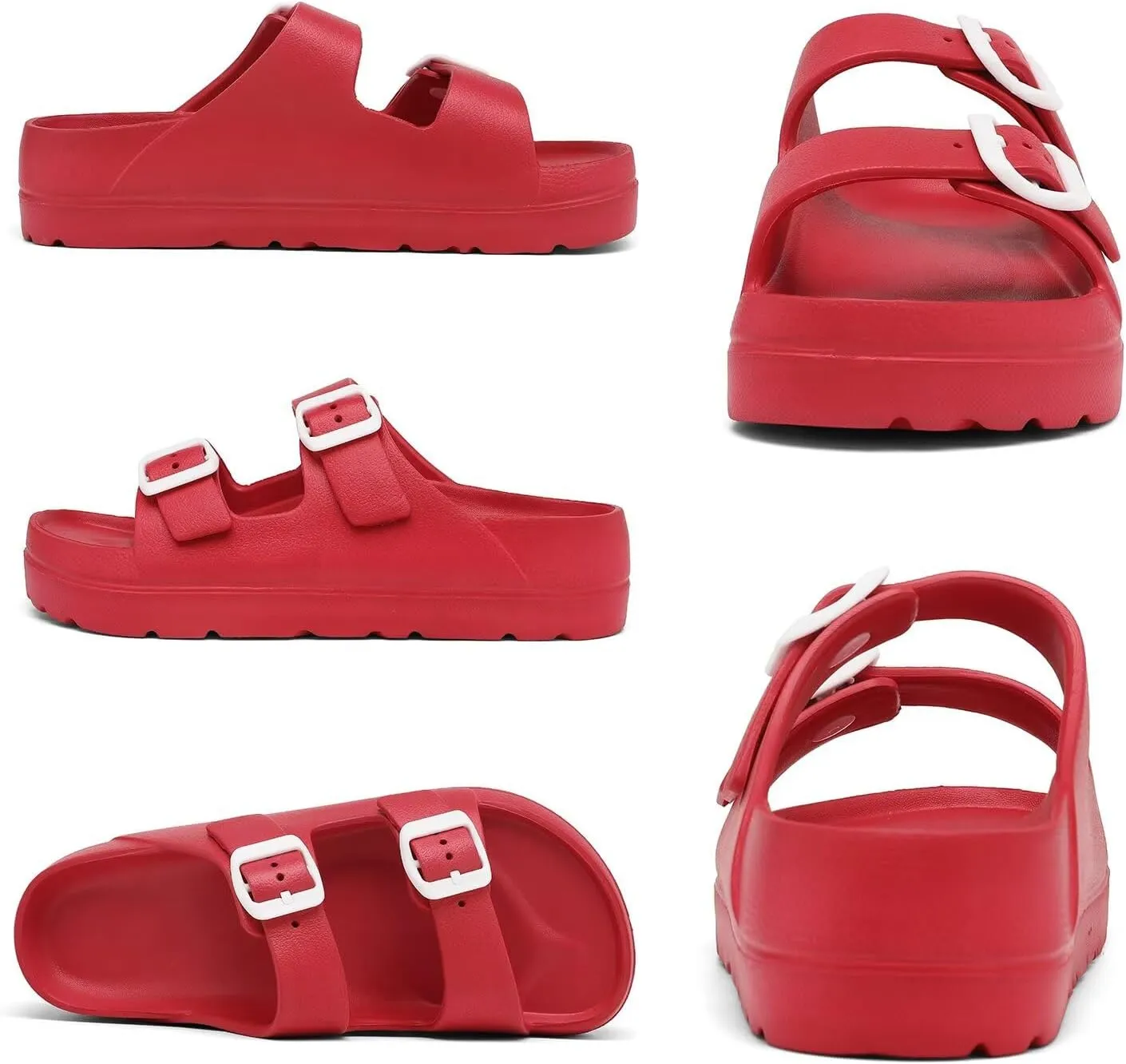 Women Platform Sandals with Arch Support, Adjustable Double Buckle Slide for Woman, Summer Vacation Sandal for Beach,Garden,Pool,Easy Street, Sandalias de Plataforma Para Mujer