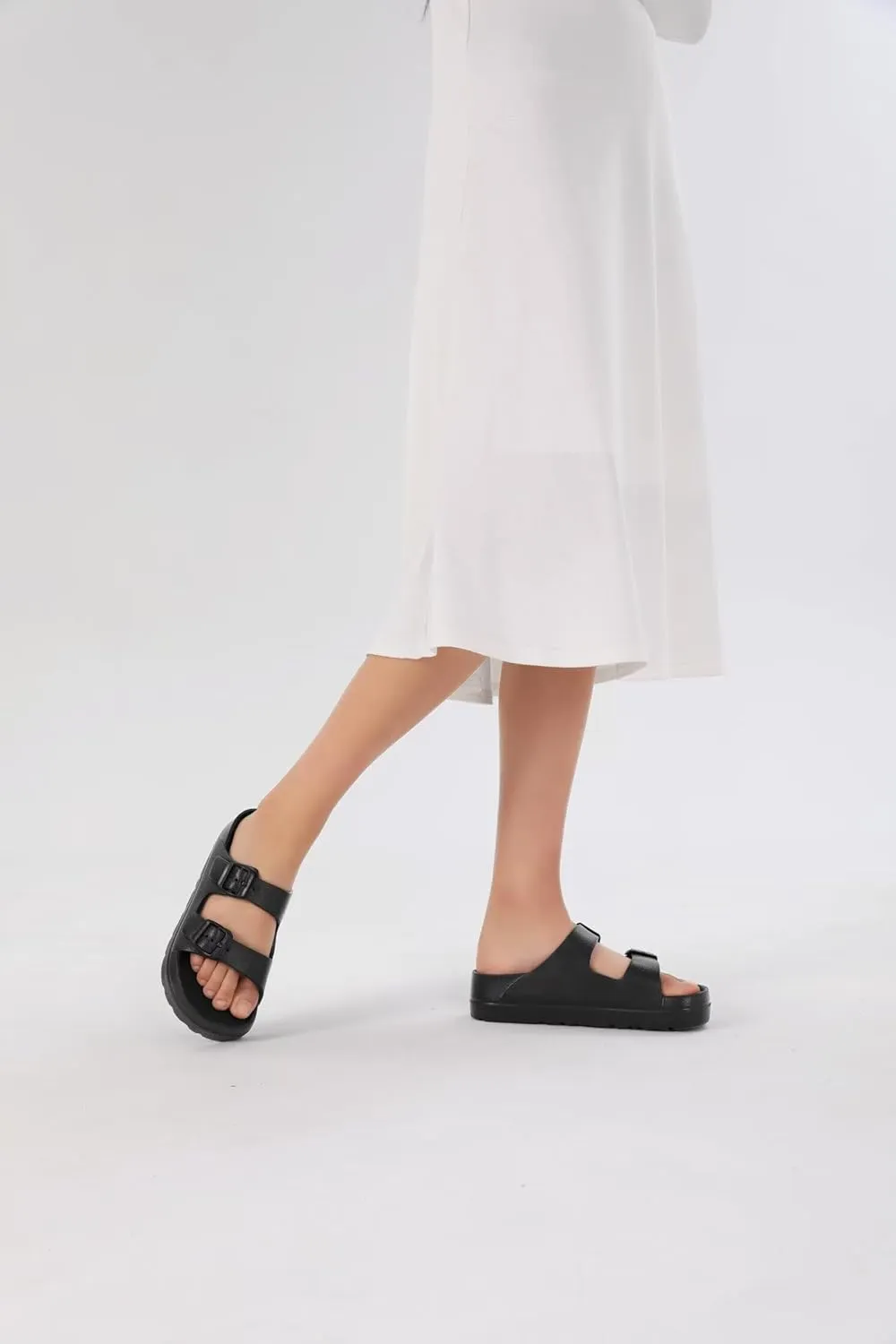 Women Platform Sandals with Arch Support, Adjustable Double Buckle Slide for Woman, Summer Vacation Sandal for Beach,Garden,Pool,Easy Street, Sandalias de Plataforma Para Mujer