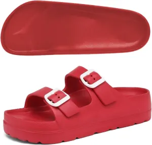 Women Platform Sandals with Arch Support, Adjustable Double Buckle Slide for Woman, Summer Vacation Sandal for Beach,Garden,Pool,Easy Street, Sandalias de Plataforma Para Mujer