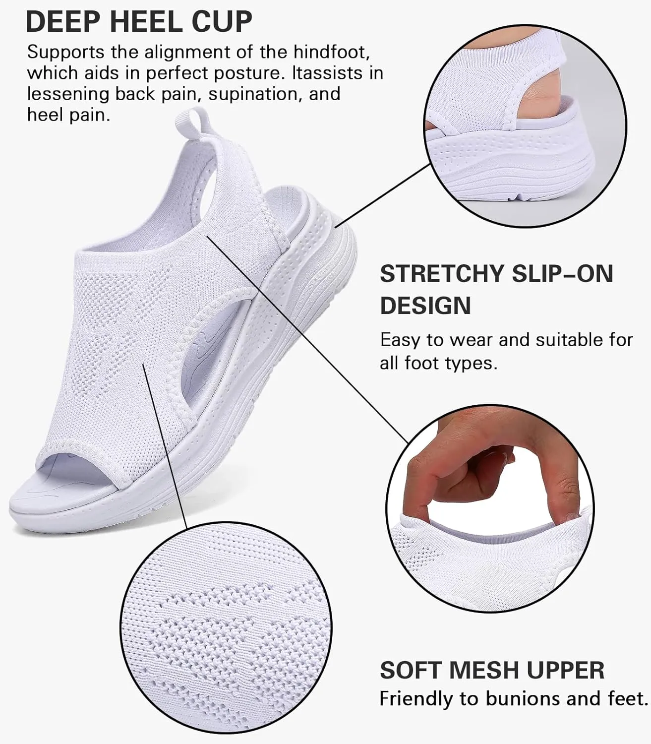 Women Walking Sandals Arch Support Orthotic Comfortable Plantar Fasciitis Non-slip Casual Open Toe Sport Sandals for Athletic Summer Beach