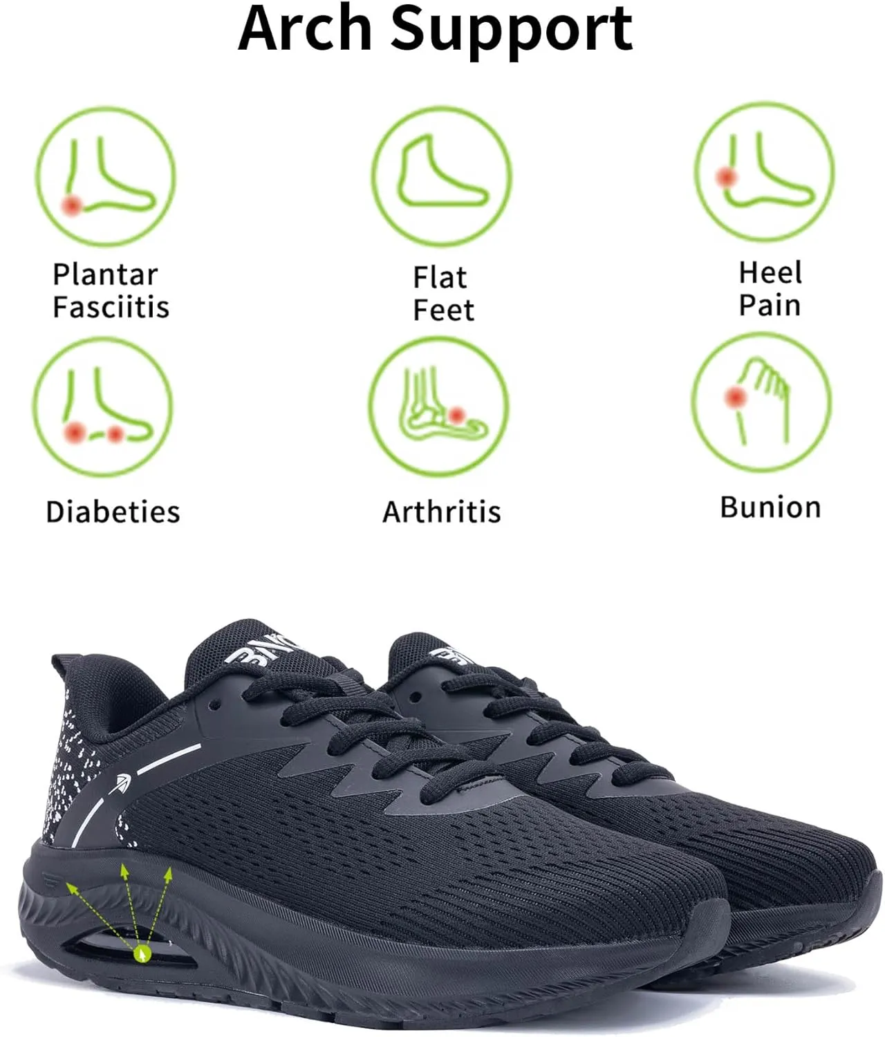 Womens Arch Support Walking Shoes Wide Toe Box Orthotic Sneakers Air Tennis Shoes for Plantar Fasciitis Pain Relief, Size 6-11