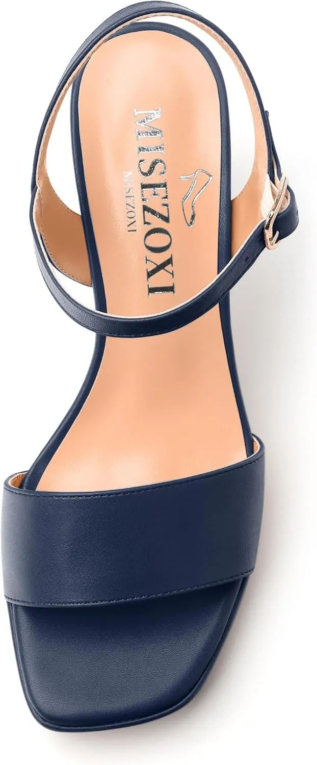 Womens Block High Heel Platform Sandals, Open Toe Ankle Strap Comfort Sandals, Womens Dressy Sandals