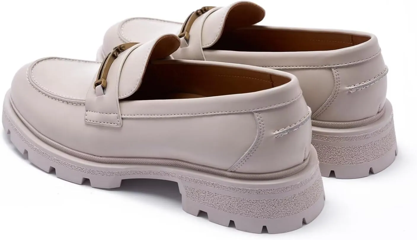 Women's Business Casual Chunky Loafers - Comfortable Platform Slip-Ons