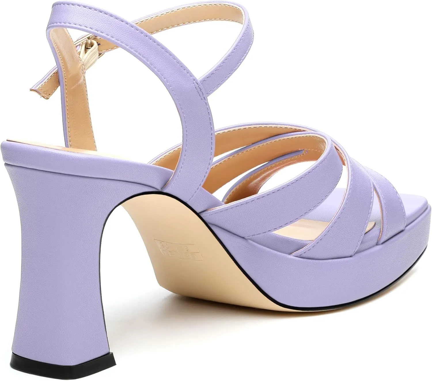 Women's Chunky Platform High Heels Block Heeled Sandals Open Square Toe Ankle Strap Dress Wedding Party Sandal Shoes 3.3''