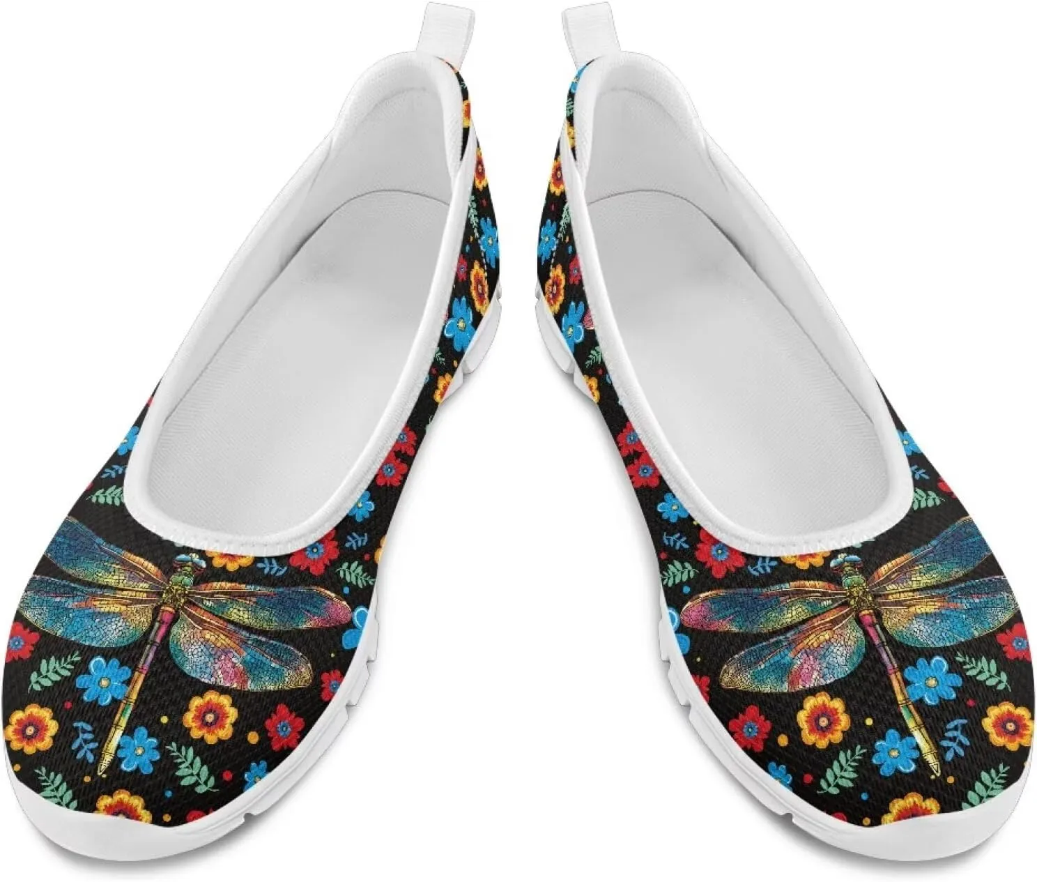 Womens Comfort Mesh Loafers Classic Slip-Ons Casual Bussiness Shoes Lightweight Walking Flats Everyday Work Shoes White Sole