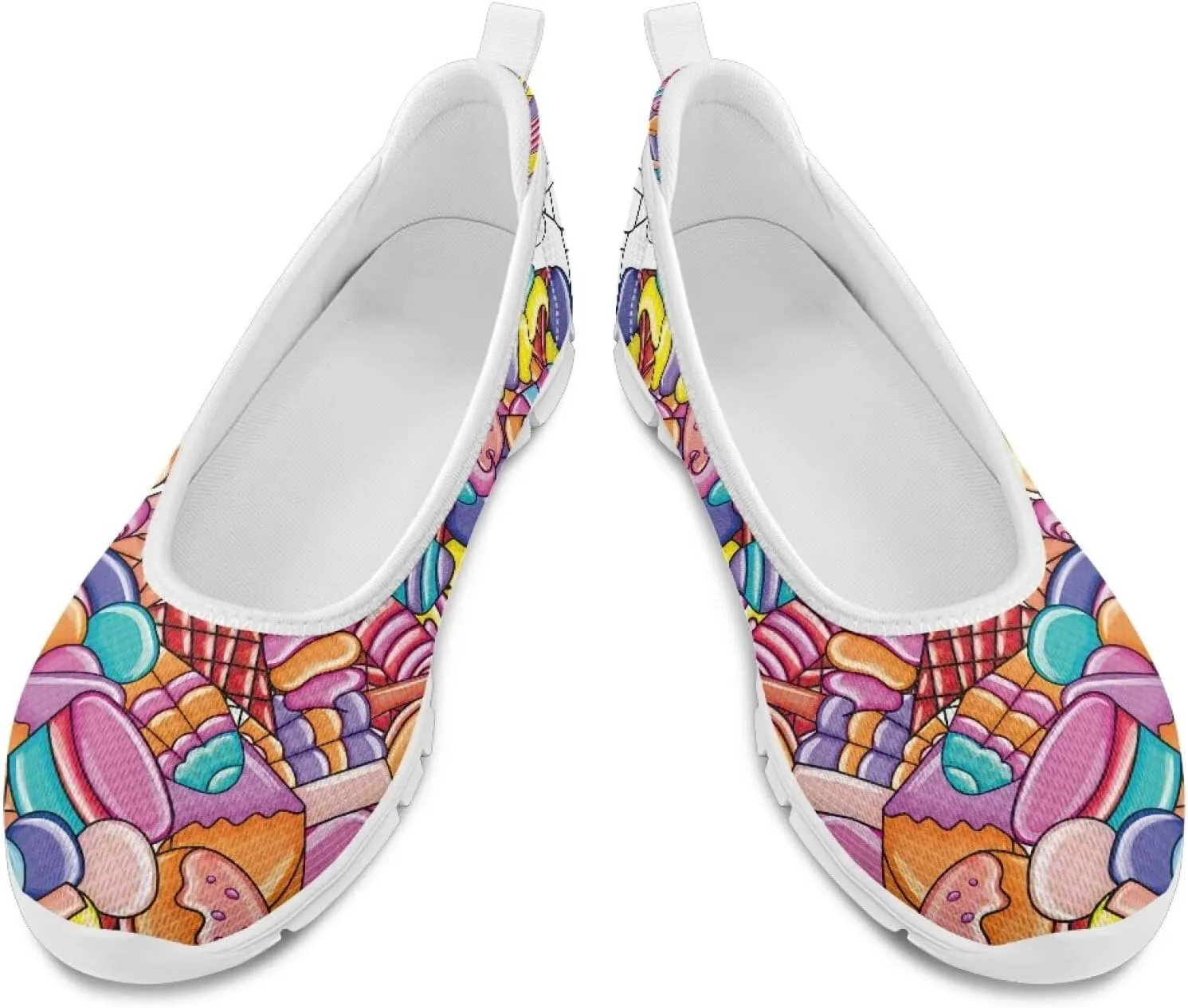 Womens Comfort Mesh Loafers Classic Slip-Ons Casual Bussiness Shoes Lightweight Walking Flats Everyday Work Shoes White Sole