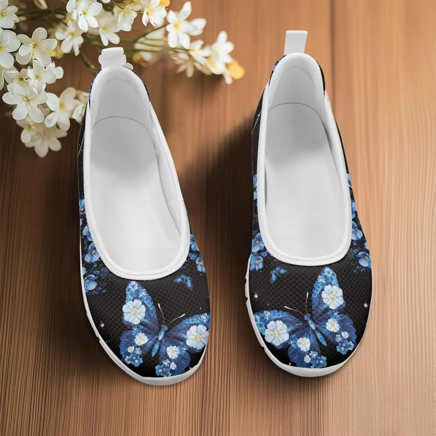 Womens Comfort Mesh Loafers Classic Slip-Ons Casual Bussiness Shoes Lightweight Walking Flats Everyday Work Shoes White Sole
