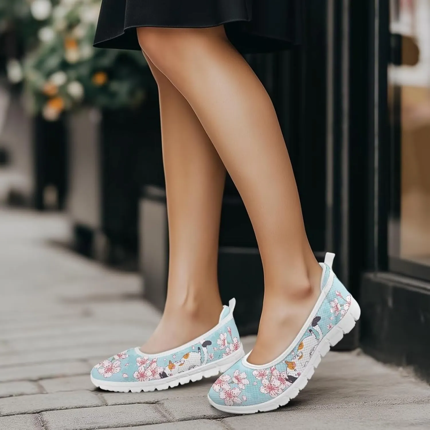 Womens Comfort Mesh Loafers Classic Slip-Ons Casual Bussiness Shoes Lightweight Walking Flats Everyday Work Shoes White Sole