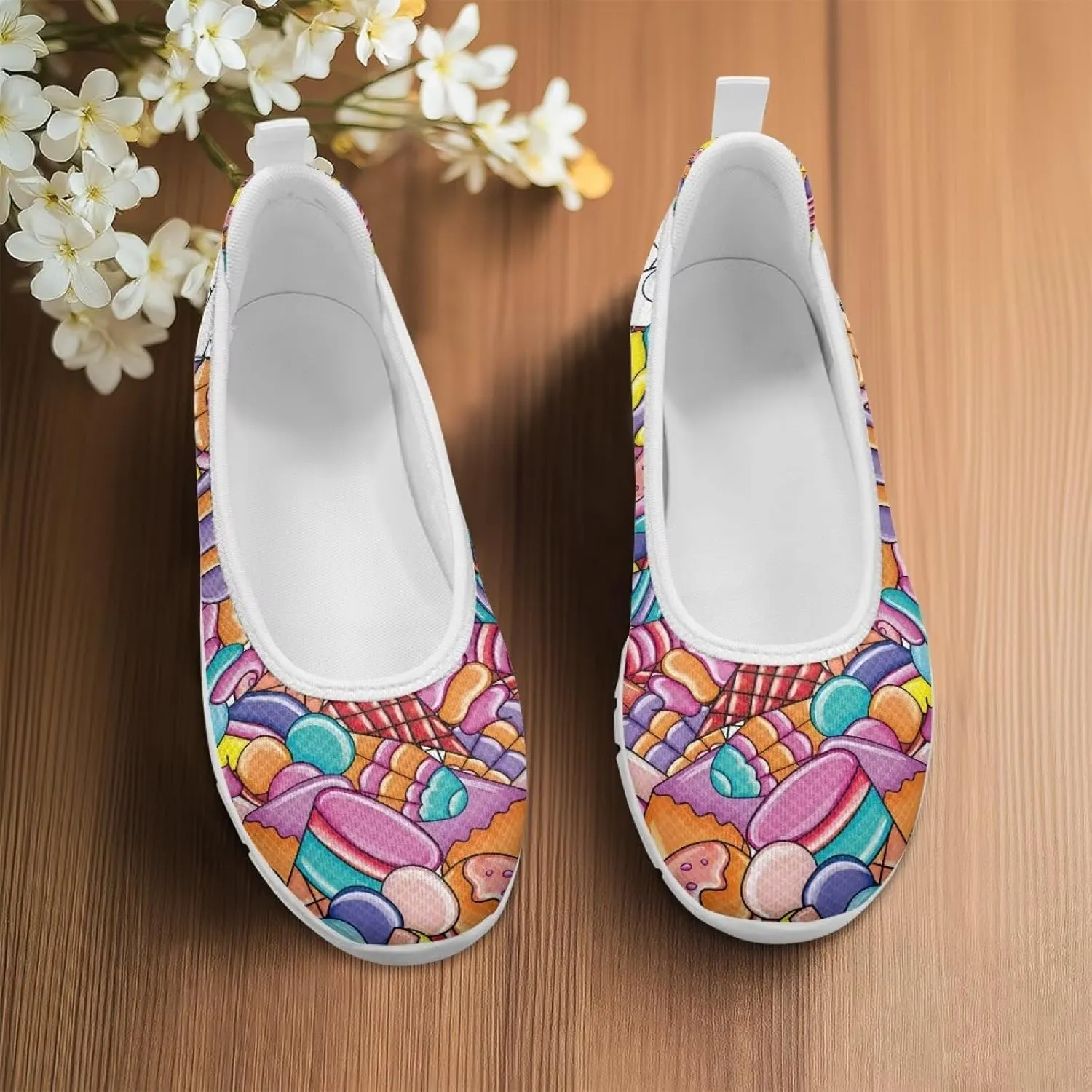Womens Comfort Mesh Loafers Classic Slip-Ons Casual Bussiness Shoes Lightweight Walking Flats Everyday Work Shoes White Sole