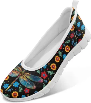 Womens Comfort Mesh Loafers Classic Slip-Ons Casual Bussiness Shoes Lightweight Walking Flats Everyday Work Shoes White Sole