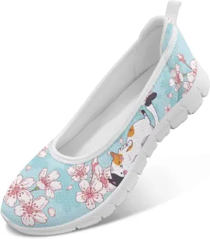 Womens Comfort Mesh Loafers Classic Slip-Ons Casual Bussiness Shoes Lightweight Walking Flats Everyday Work Shoes White Sole